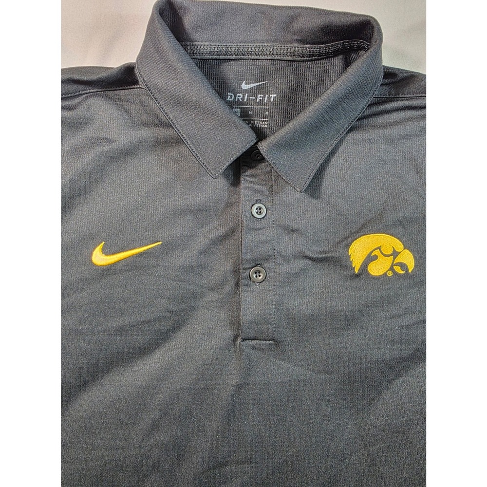 Nike Iowa Hawkeyes Dri-FIT Polo Shirt Mens Medium Black Short Sleeve